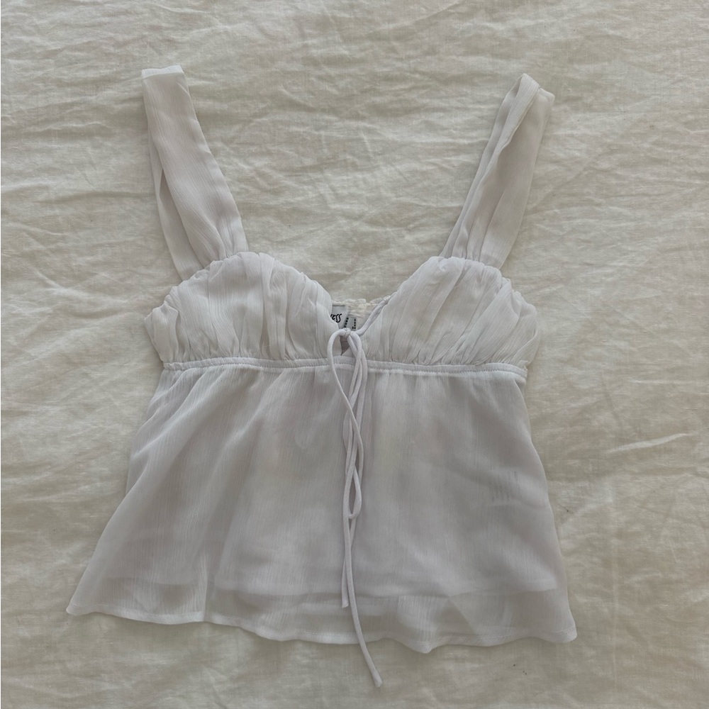 Princess Polly White Square Neck Babydoll Tank - Picture 3 of 5